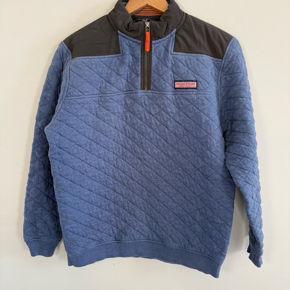 Vineyard Vines Coral Pink and Slate Blue Quarter-Zip Sweatshirts - Picture 2 of 16